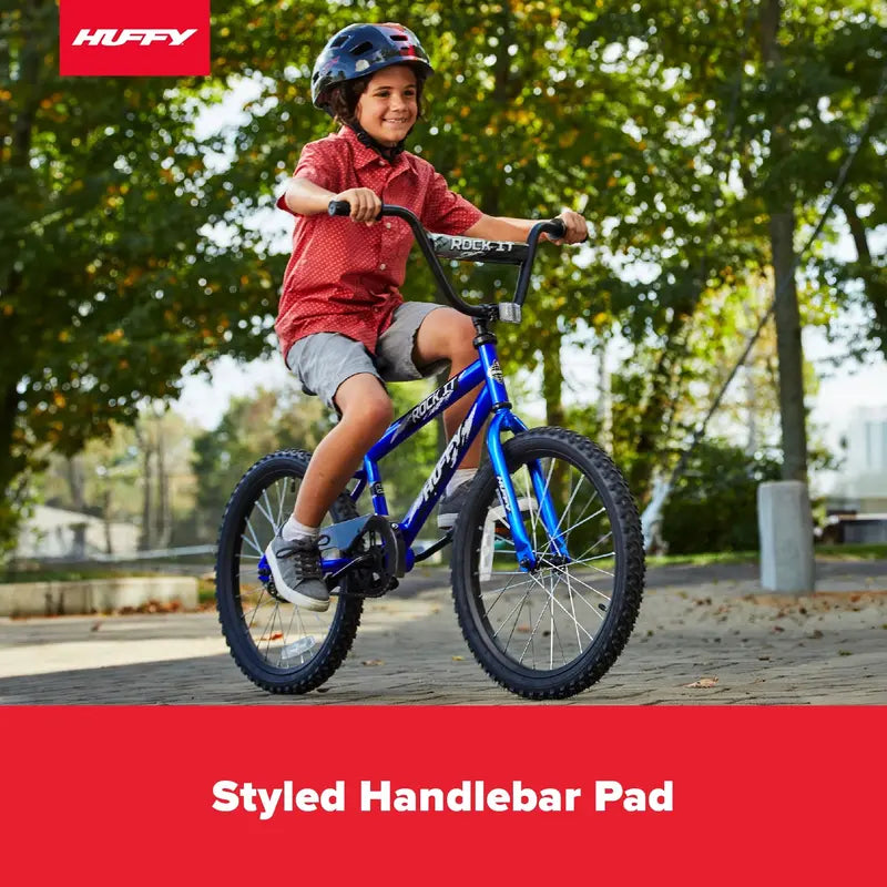 Huffy Rock It 20-Inch Kids Bike – Royal Blue, Single-Speed with Training Wheels, Ages 5+