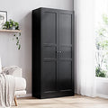 Industrial-Style Metal Storage Cabinet Featuring Two Doors and Four Adjustable Shelves