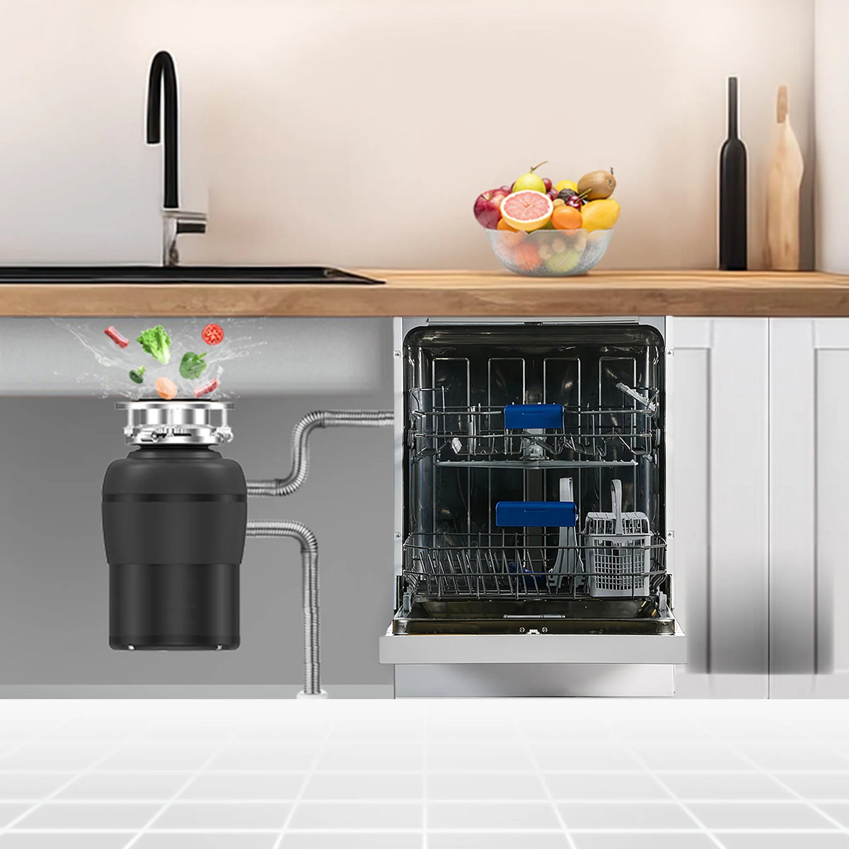 Equator 24 in Dishwasher 14 Place + 3/4 HP Garbage Disposer QUIET 51db 110V