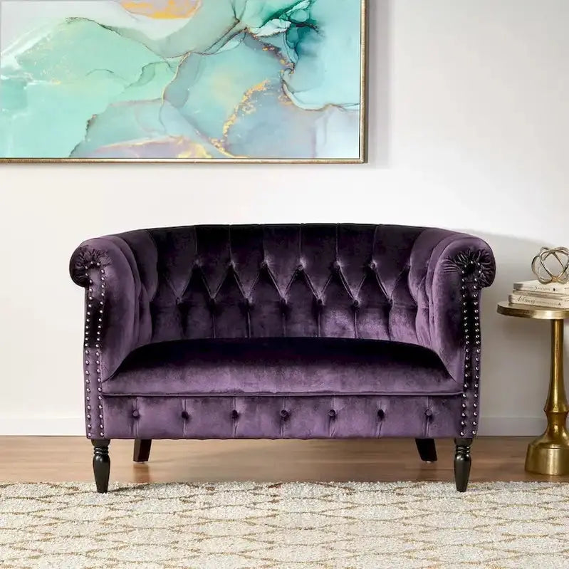 Milani Velvet Tufted Loveseat – Scroll-Arm Design by Christopher Knight Home