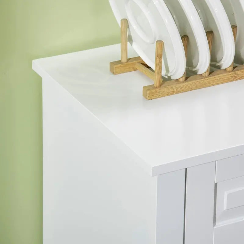 Modern White Sideboard Buffet – 2-Drawer Kitchen Cabinet with Adjustable Shelves & Coffee Bar Functionality