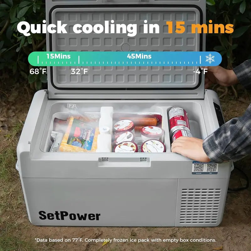 RF20 12V Portable Car Refrigerator | 21-Quart Compressor Cooler with 50-Hour Battery Life, Ideal for RVs, Trucks, Campers & Road Trips