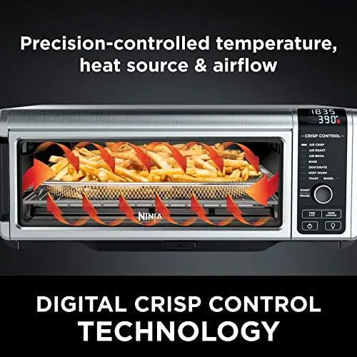 Ninja SP101 8-in-1 Digital Air Fry Countertop Oven with Flip-Up Storage, Silver
