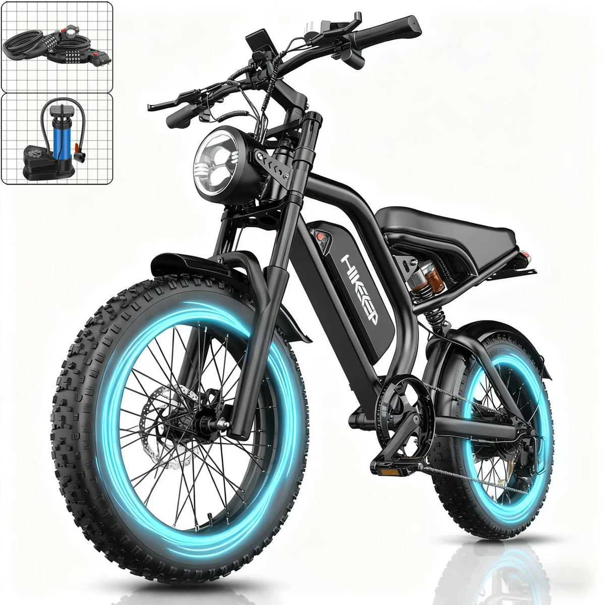 20" Fat Tire Electric Bike for Adults, 1500W Peak Adults Ebike, 48V 15Ah Battery Electric Mountain Bike UL2849