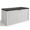 100 Gallon Resin Deck Box, Asofer Lockable Patio Outdoor Storage Box, Garden Tools Storage, Beige/Brown