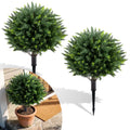 Set of Two 27.5-Inch Artificial Cypress Topiaries  UV-Resistant Patio & Porch Decor