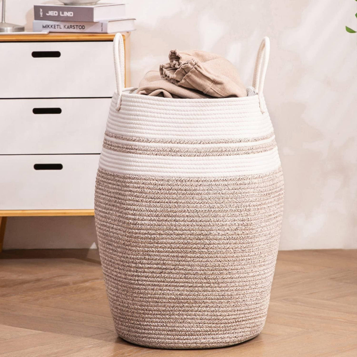 105L Extra Large Laundry Hamper Basket by Fiona's Magic, Woven Tall Clothes Hamper for Storage Blanket, Toys and Dirty Cothes in Bedroom and Living