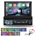 1 Din 7 in Car Stereo Radio with Wireless Apple Carplay Android Auto HD Electric Telescopic Touchscreen Flip Out Screen FM Bluetooth Android/Ios Mirror Link, Single 1 Din Car Audio USB/TF/AUX - in