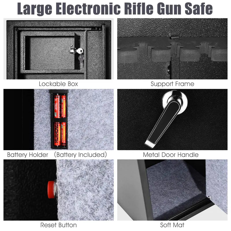 Large Long-Gun Safe with Integrated Pistol Vault and Secure Locking System