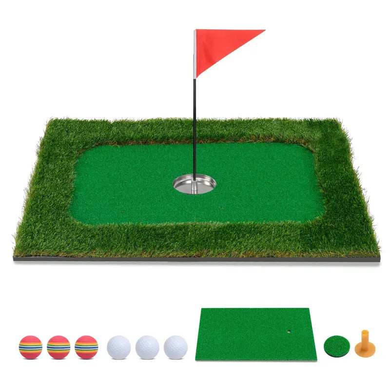 Rectangular Floating Pool Golf Green  Compact Chipping Mat Set with Accessories (35.5 x 23.5
