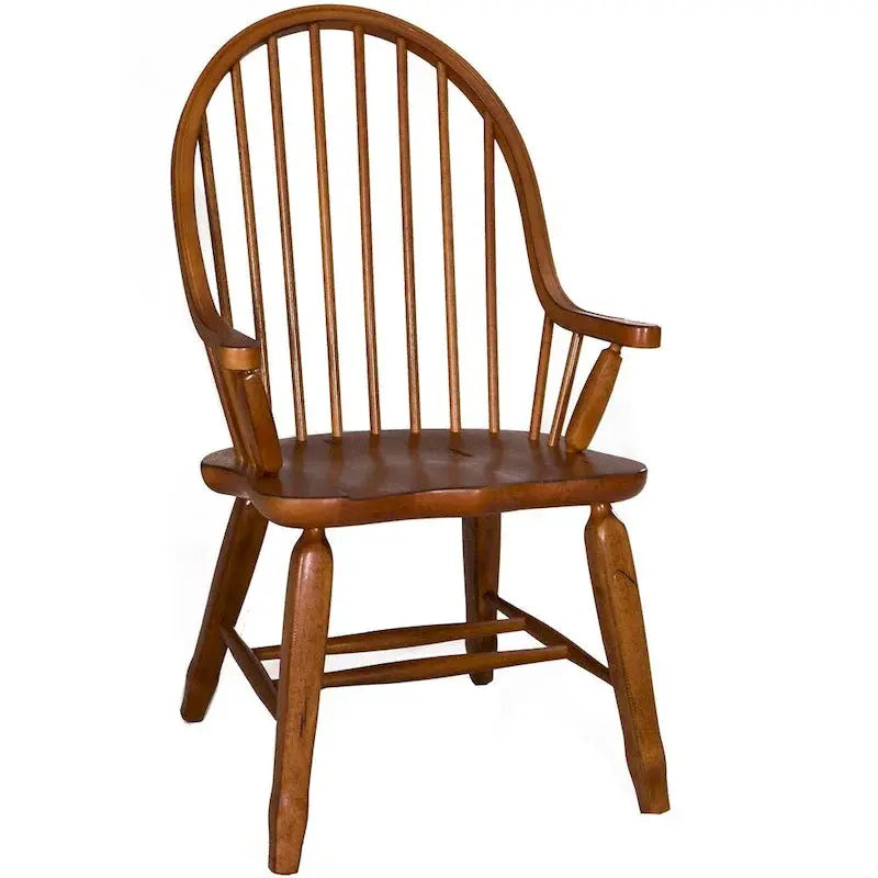 Treasures Rustic Oak Bow-Back Accent Armchair