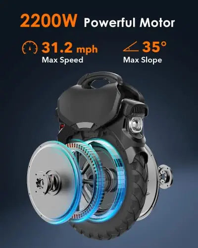 INMOTION V11 18″ Electric Unicycle – 75-Mile Range, 34 MPH, 2200W Motor, 3.35″ Air Suspension