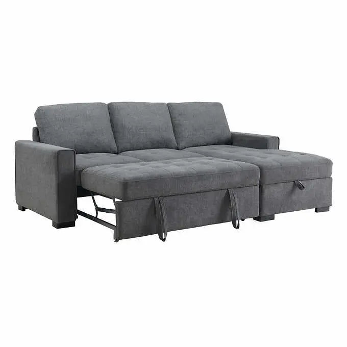 Kendale Modern Sleeper Sofa Featuring Integrated Chaise Storage